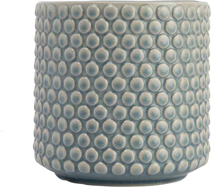 Bloomingville Coastal Stoneware Pot with Raised Dots and Crackle Glaze, Sky Blue, 6"