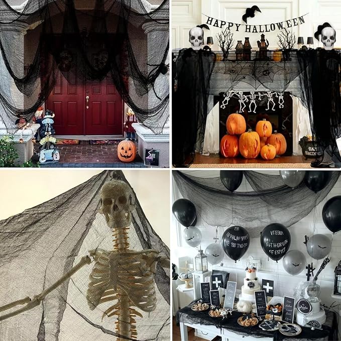Halloween Black Creepy Cloth 315 x 79 inch Spooky Halloween Decoration for Haunted Houses Outdoor Party Supplies