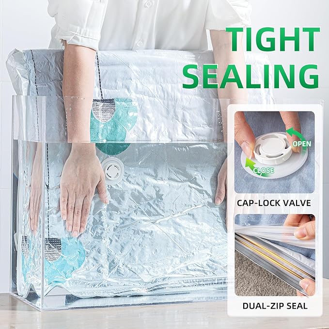 TAILI 6 Pack Vacuum Storage Bags, Jumbo Vacuum Seal Bags for Clothing (40x31 Inch), Space Saving for Bulky Bedding, Comforters and Blankets, Extra Large Closet Storage and Organization