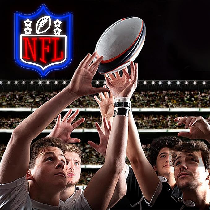 Football Neon Sign for Wall Decor Football Led Neon Light Birthday Gifts for Sports Fans Club Bedroom 5V USB Powered Size15.7 * 11.8inch(ZYLD173)