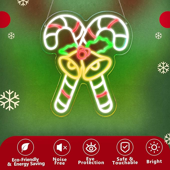 KHK Christmas Stick Neon Signs for Wall Decor Xmas LED Christmas Hat LED Sign, USB Powered Dimmable Switch for Indoor Party Kids Bedroom Wedding Bar Pub Club Birthday Party Gift(15 * 13in)