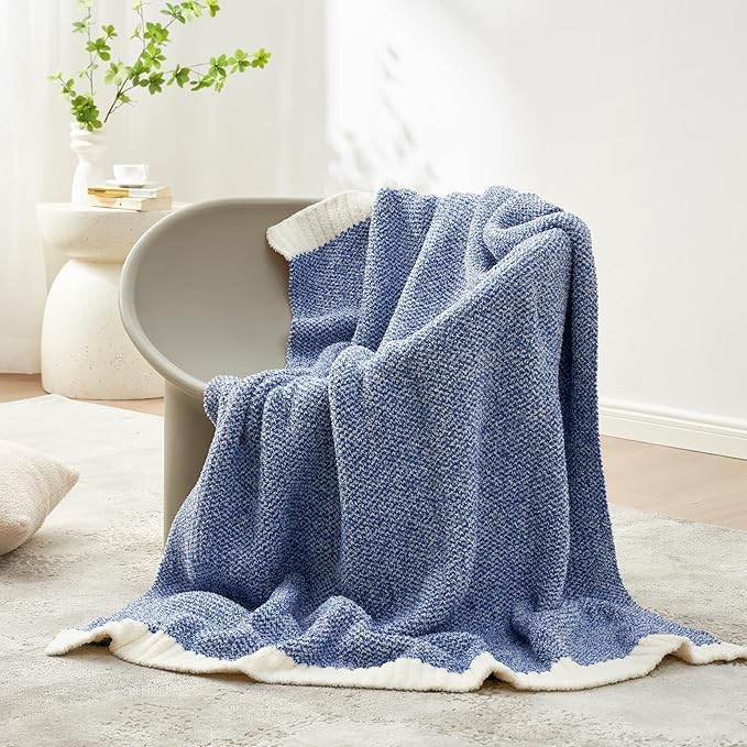 Snuggle Sac Blue Throw XL Blanket 50x70,Super Soft Warm Blankets Oversized Throw Knit Blankets Fuzzy Plush Blanket, Royal Blue, 50x70 inches