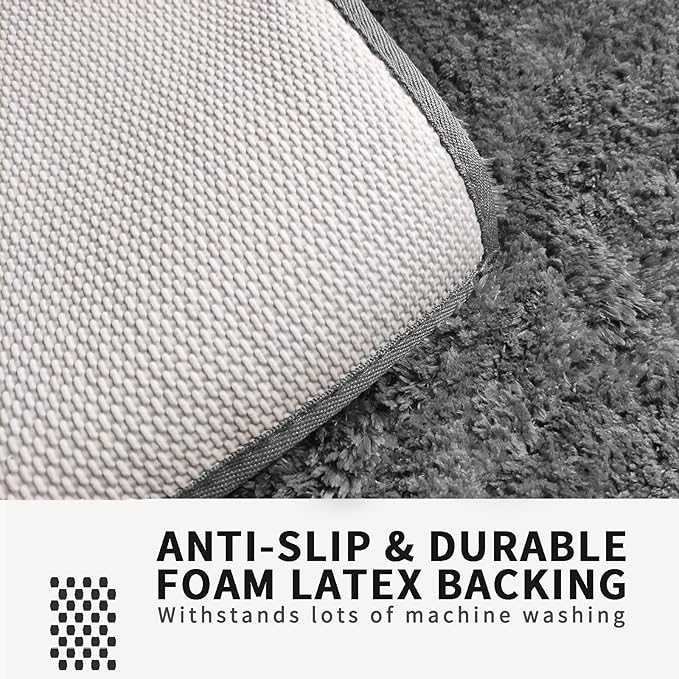 FIFU Bathroom Runner Rug 24" W x 60" L, Bath Mats for Bathroom, Bedroom & Kitchen, Non-Slip Rubber Latex Backing, Comfort & Soft Shower Bathmat & Carpet for Sink, Home & Hallways, Dark Gray