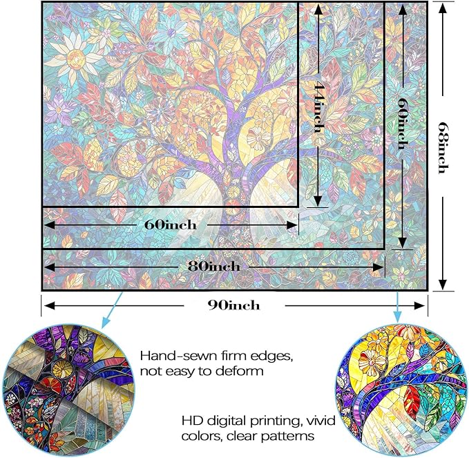 Lunerfex Tree of Life Tapestry Stained Glass Tapestry Wall Decor Tapestries for Bedroom Art Tapestries Wall Hanging for Bedroom Living Room Glass-Tree-02 70"x90"