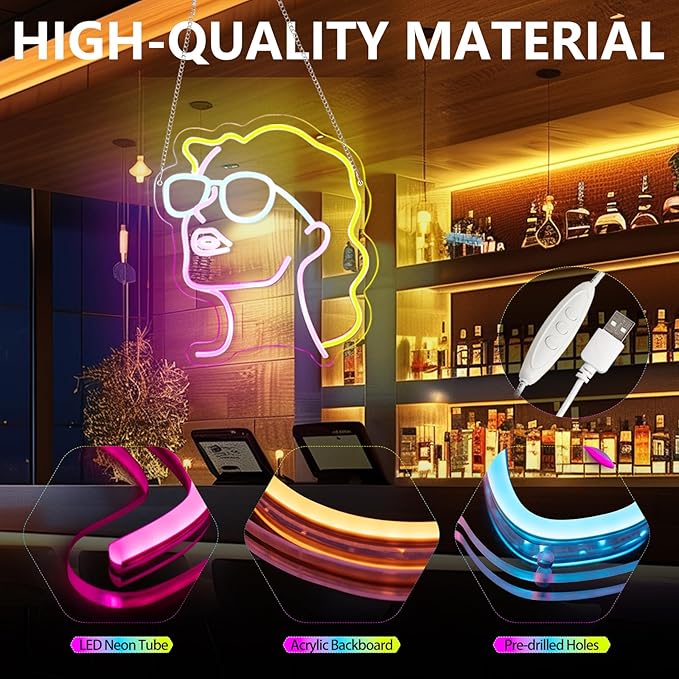 KHK Golden Hair Beauty, Neon Signs for Wall Decor Neon LED Signs Room Neon Light Up Signs Home Décor