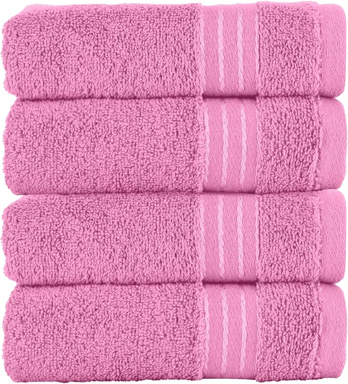 Elegant Comfort Premium Turkish Cotton 4 Pack Hand Towel Set - 16 x 28 inch, Luxurious Hotel Spa Quality 100% Turkish Cotton 4PC Hand Towel Set - Highly Absorbent - Soft Bathroom Towels, Light Pink