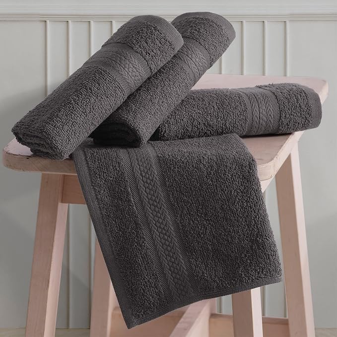 REGAL RUBY, 6 Piece Towel Set, 2 Bath Towels 2 Hand Towels 2 Washcloths, Soft and Absorbent, 100% Turkish Cotton Towels for Bathroom Shower Towel, Bath Linen Set Grey