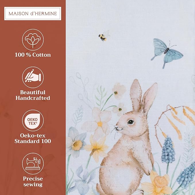 Maison d' Hermine Placemats Set of 4 100% Cotton Washable Cloth Place Mats, Reusable Table Mats for Kitchen Dining Decoration, Party, Wedding, Restaurant Spring/Summer (Easter Dew, 13" x 19")