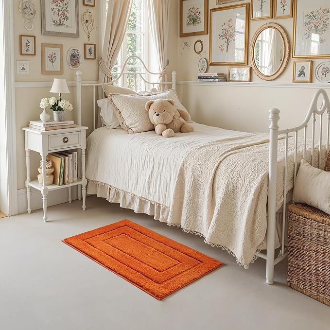 GRANNY SAYS Bathroom Rugs Non Slip, 16" x 24", Bath Rugs for Bathroom Washable, Bath Mats for Floor, Microfiber Bath Mat for Tub, Absorbent Bath Rugs for Shower Room, Orange