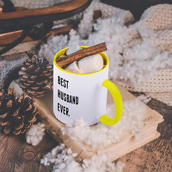 3dRose Coffee Mug, Size - 11oz - Best Husband Ever, Black Lettering On White Background Xander inspirational quotes - funny coffee cup gift