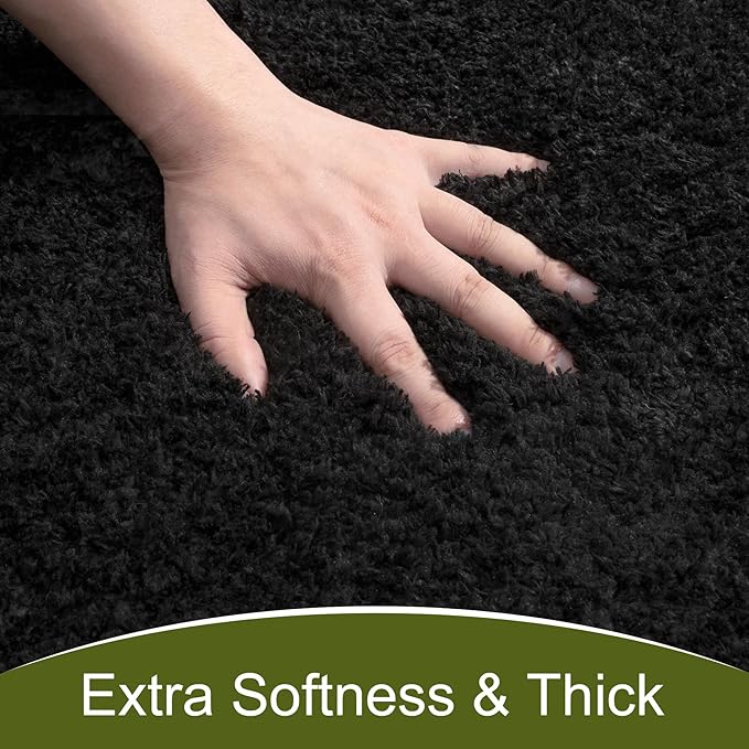 AROGAN Luxury Non Slip Bathroom Rug, Thick Soft and Absorbent Microfiber Bath Mat, Rubber Backing Quick Dry Rugs Carpets, Machine Washable Plush Mats for Shower Floor, Bathroom, 24x36 Inch Black