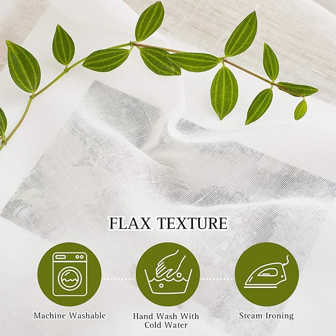 NICETOWN Living Room Ivory Curtains 84 inch Long, Grommet Linen Blend Semi-Sheer Window Drapes Privacy with Light Filtering for Bedroom/Cottage, W36 x L84, Ivory, 1 Pair