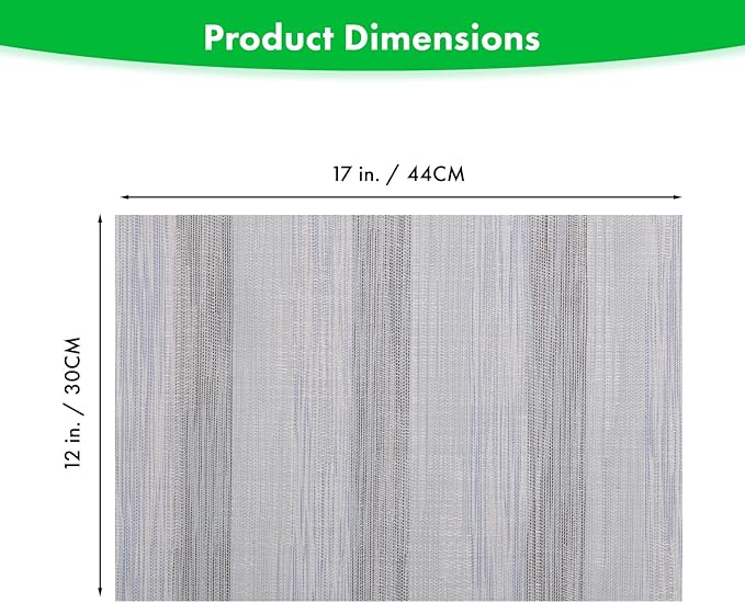 Winknowl Placemats Set of 6, Heat Resistant Stain Resistant Woven Vinyl Insulation Place mats, Durable Washable Elegant Table Mats for Kitchen Dining Table Decor (Lightsteel Blue)