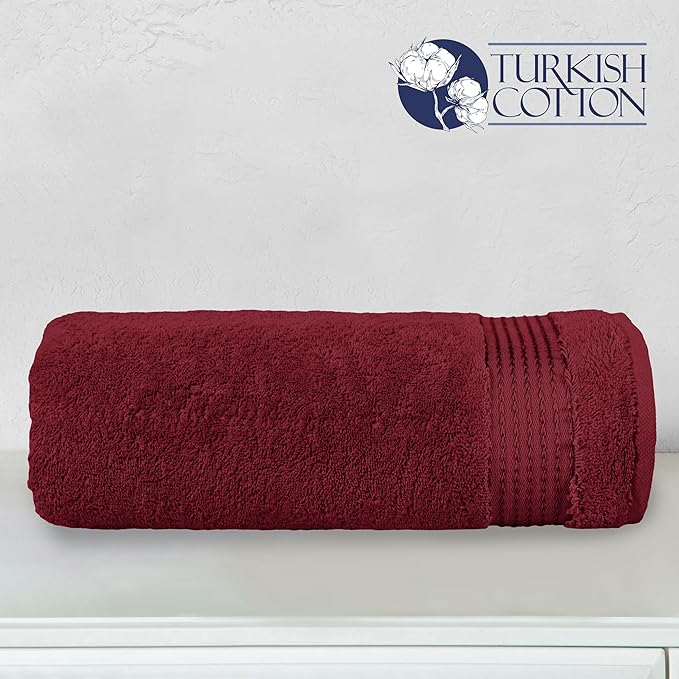 Elegant Comfort Premium Turkish Cotton 1 Piece Jumbo Bath Towel - 35 x 70 inch, Luxurious Hotel Spa Quality 100% Turkish Cotton Large Bath Towel - Highly Absorbent - Soft Bathroom Towel, Burgundy