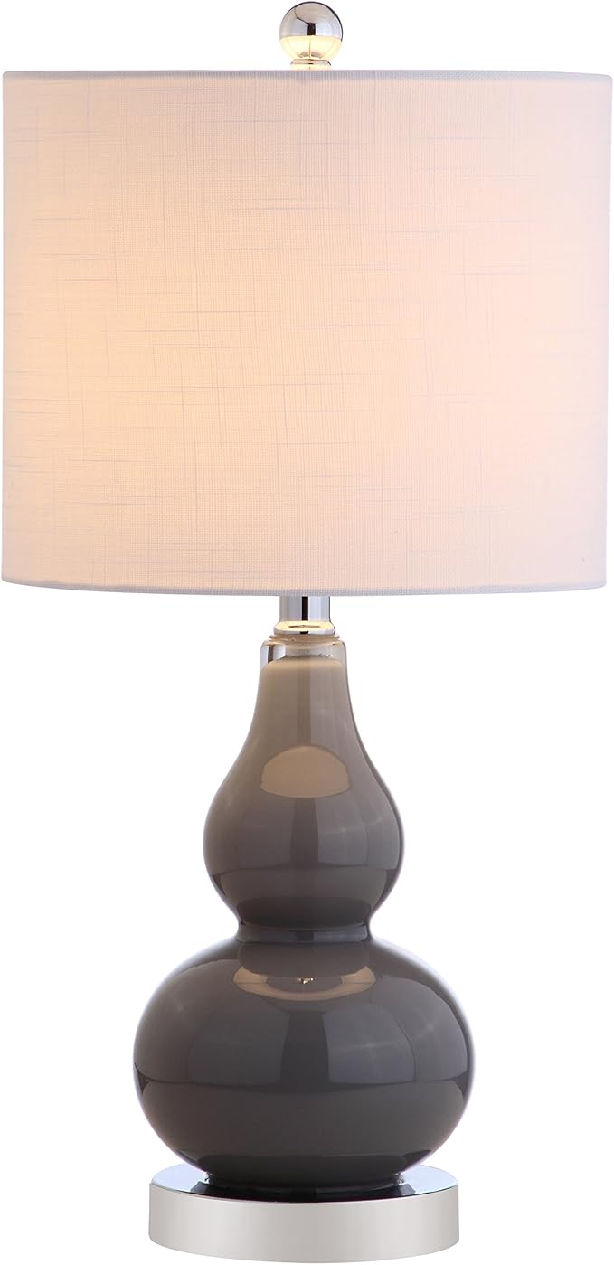 JONATHAN Y JYL1028A Anya 20.5" Mini Glass LED Table Lamp, Transitional, Glam, Midcentury, Modern, Elegant, Office, Living Room, Family Room, Dining Room, Bedroom, Hallway, Foyer, Gray