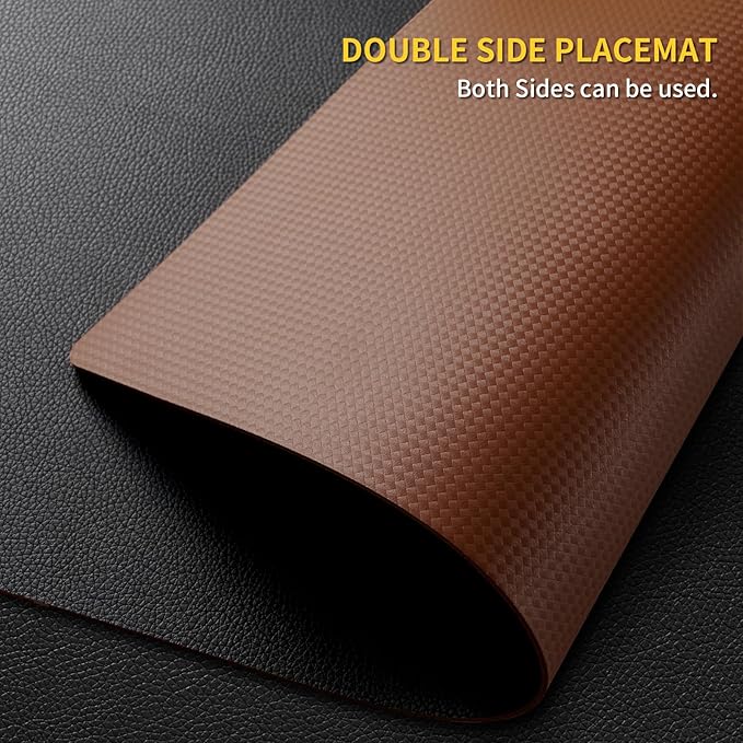 Placemats Set of 4 with Coasters Dual Sided Heat Stain Resistant Place Mats Faux Leather Table Mats Non-Slip Waterproof Oil-Proof Washable Wipeable Table Placemats for Dining Patio Table Kitchen…
