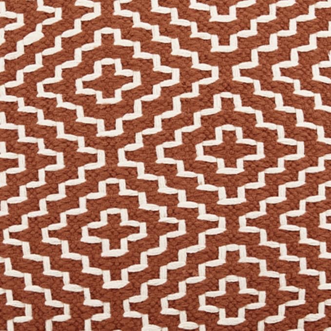 Signature Design by Ashley Brynnsen Casual Handwoven Geometric Pouf, Orange & White