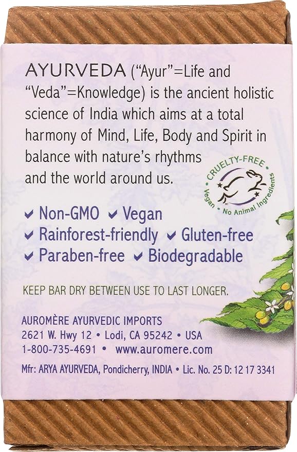 Auromere Ayurvedic Bar Soap, Himalayan Rose - Eco Friendly, Handmade, Vegan, Cruelty Free, Natural, Non GMO (2.75 oz), 2 pack