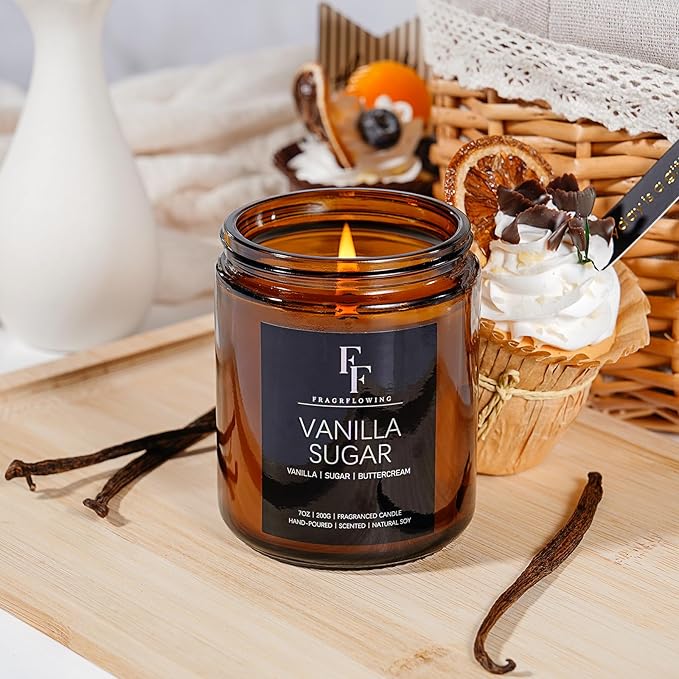 Vanilla Sugar Scented Candles for Home, Mother's Day Gifts Soy Wax Candle Aromatherapy Candles Gift for Women Men, 7oz