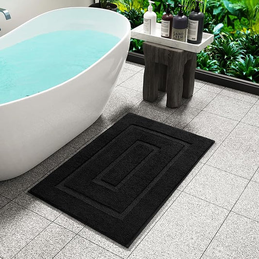 HOMORE Black Bathroom Rug 24x17 Inch Soft Absorbent Microfiber Small Bathroom Rugs, Washable Bath Rug Runner Non Slip Bath Rugs for Shower Tub