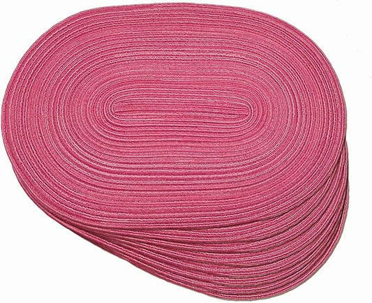 Noctiflorous Oval Braided Placemats Set of 8 Woven 12x18 Inch Non Slip Washable Heat Resistant Place Mats Tablemats for Dining Kitchen Party Daily Table Decor Dinner Mats (Hot Pink, 8)