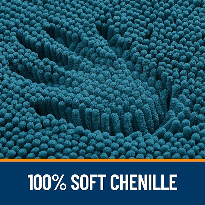 OLANLY Bathroom Rugs 70x46, Extra Soft Absorbent Chenille Bath Rugs, Rubber Backing Quick Dry, Machine Washable Bath Mats for Bathroom Floor, Tub and Shower, Home Decor Accessories, Peacock Blue