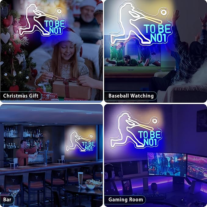 KHK Baseball Neon Led Sign for Bedroom Dimmable Baseball Neon Sign Sport Neon Signs USB Powered for BOY Bedroom,Club Bar,Man Cave,Birthday Party Home College Decor Holiday Gift.