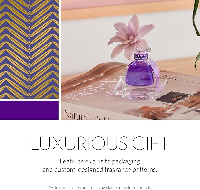 AGRARIA PetiteEssence Flower and Reed Diffuser Set, Hand Crafted Sola Flower Botanical Home Fragrance Diffuser, Scented Oil Reed Diffuser, Flower and Reed Diffuser Gift Set for All Occasions