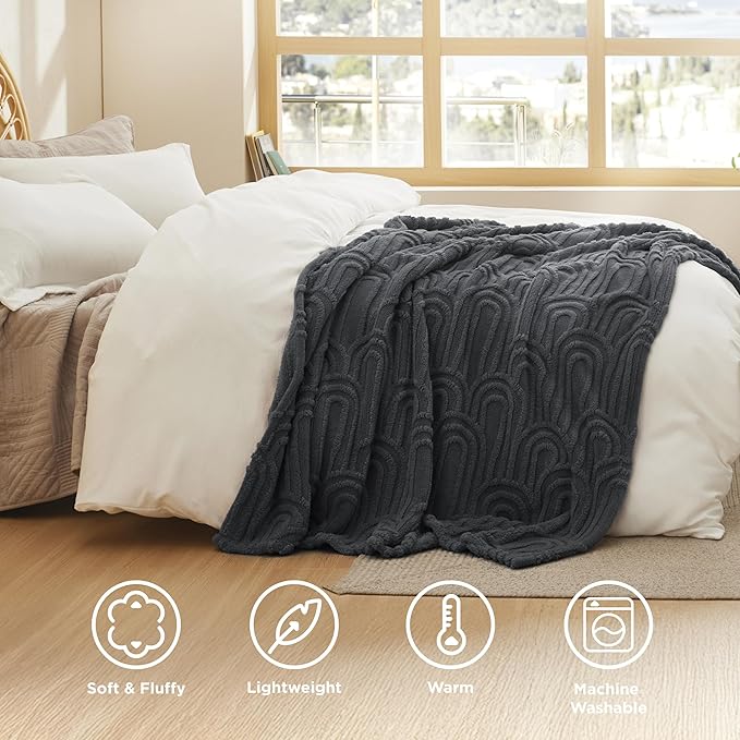 Bedsure Grey Throw Blanket for Couch - Super Soft & Cozy Summer Blankets for Women, Fluffy Fleece Throw for Girls, for Women Men, Ideal for Room, Home & Bedroom Decor, 50x60 Inches