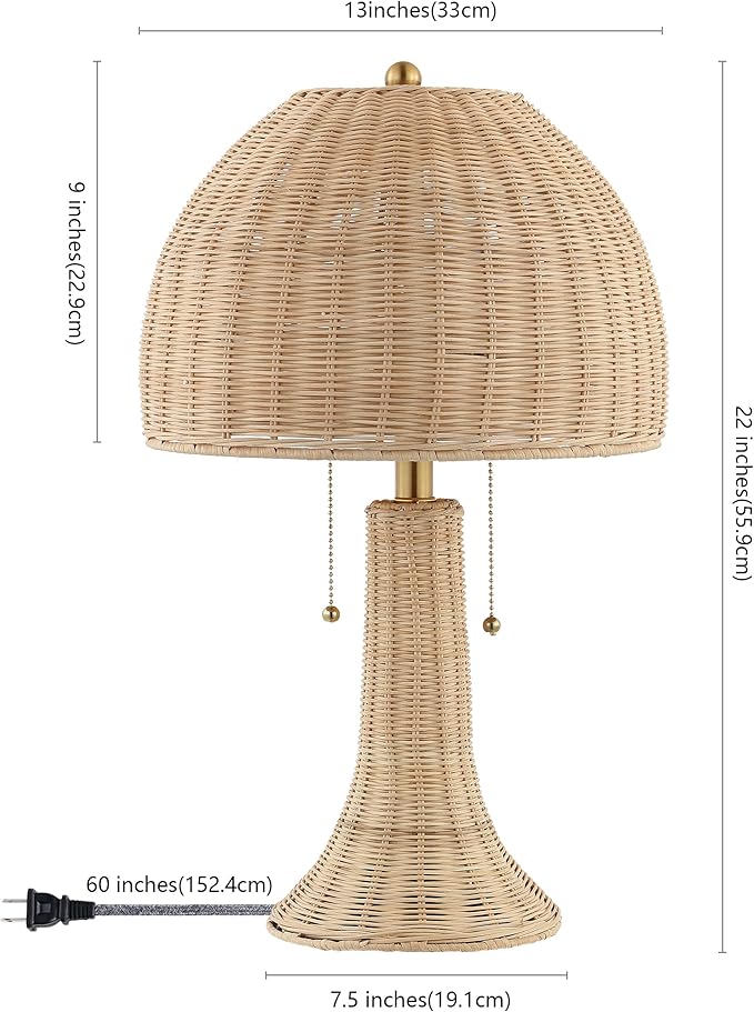 JONATHAN Y JYL4040A Joanie 22'' Bohemian Rustic Iron LED Table Lamp Farmhouse Coastal Bedside Desk NightStand for Bedroom Living Room Office College Bulbs Included, Natural/Brass Gold, 13.0 in