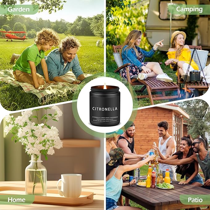 Citronella Scented Candles for Men, Outdoor Summer Gifts for Father Dad & Boyfriend, Soy Jar Candle for Home Scented (7oz)