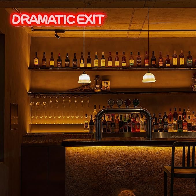 Dramatic Exit Neon Sign,USB Powered LED Neon Light Office Theater Decor, for Game Room Movie Theate Dramatic Room Decoration in a Creative Studio(15.7 * 2.3 in)