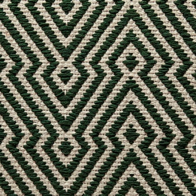 Signature Design by Ashley Abacy Casual Square Handwoven Pouf with Geometric Pattern, Green & Beige