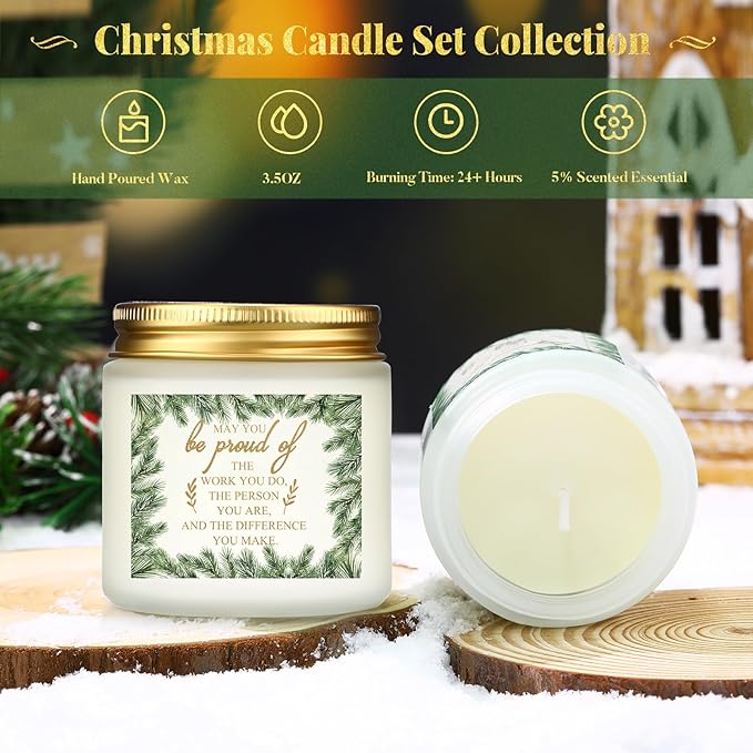 Coume 10 Set Christmas Employee Appreciation Gifts Candles 3.5 oz Christmas Scented Candles Bulk Thank You Gifts Soy Wax Jar Candle for Coworkers Teacher Volunteers(May You Be Proud)