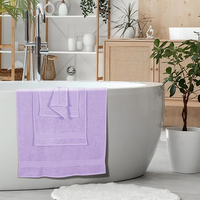 Belizzi Home Ultra Soft 6 Pack Cotton Towel Set, Contains 2 Bath Towels 28x55 inch, 2 Hand Towels 16x24 inch & 2 Wash Coths 12x12 inch, Ideal for Everyday use, Compact & Lightweight - Dark Purple