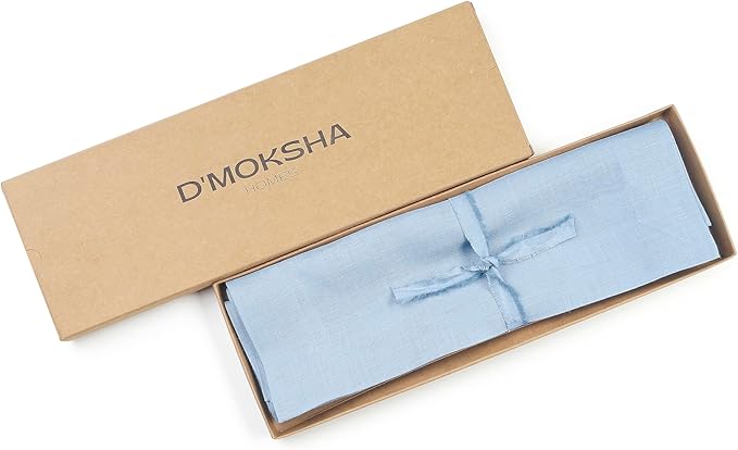 D'Moksha Homes Linen Placemats 14 x 19 Inch - Powder Blue Placemats Set of 4-100% Pure Linen Table Place Mats for Summer - Handcrafted and Machine Washable