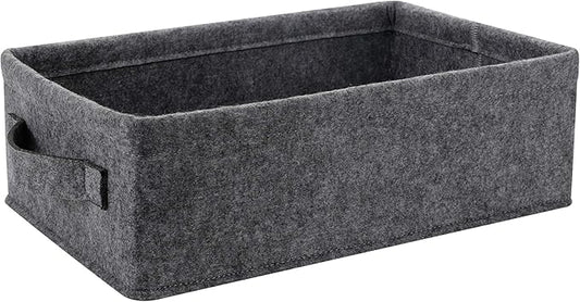 Small Basket Shallow Storage Baskets Felt Storage Basket Bin Long Narrow Basket for Towels Dog Cat Toys Office Supplies Dippers Baby Toys Storage Basket Light Gray