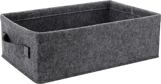 Medium Storage Basket Shlef Low Storage Bin Rectangle Felt Fabric Baskets Storage Bins Organizer for Underwear Socks Bra Towel Toiletry Baby Products Storage Basket Light Gray