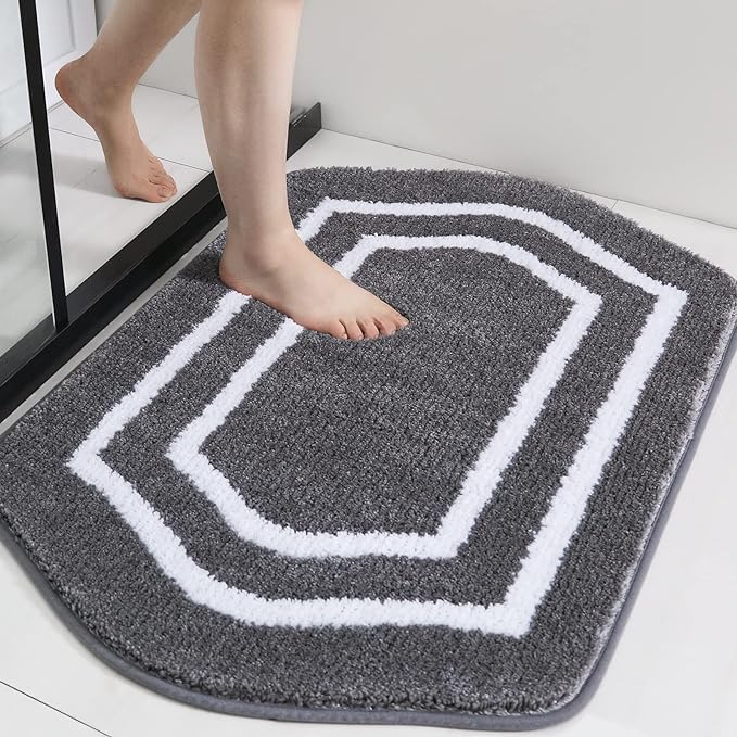 COSY HOMEER Extra Thick Bath Linen Sets Rugs - Anti-Slip Bath Mats Soft Plush 100% Strong Polyester Living Room Bathroom Water Absorbent(Grey,17x27 - Inches)