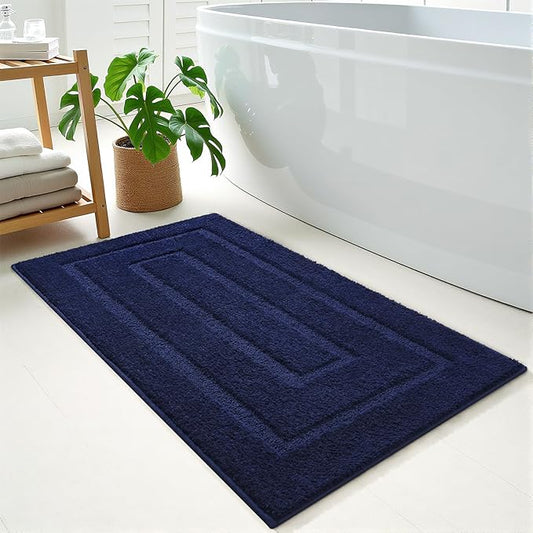 HOMORE Bathroom Rug 24x48 Inch Soft Absorbent Bathroom Runner Rug, Washable Bath Runner Rugs Long Non Slip Bath Rugs for Shower Tub, Navy Blue