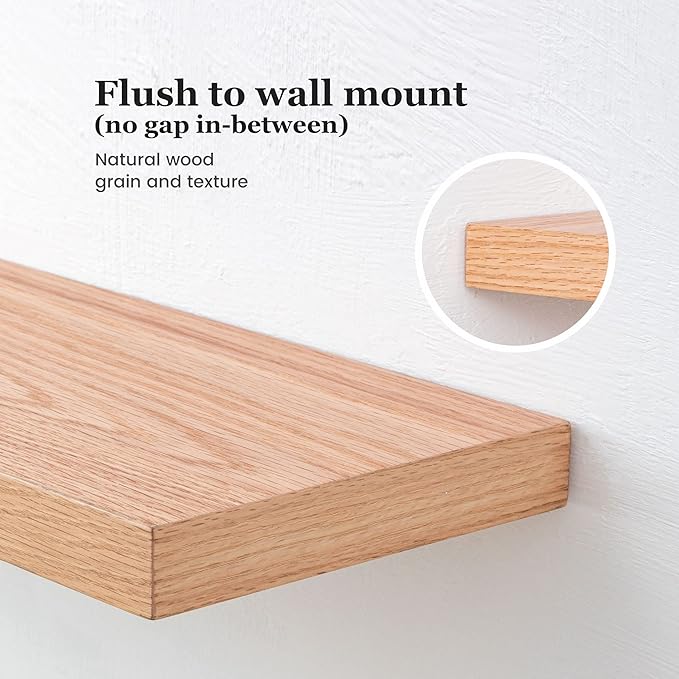 Floating Shelves 36 x 8 Inch, Rustic Wood Floating Shelves for Home Decor, 8 Inch Deep Wall Shelves for Storage & Display, 8 Deep Floating Shelf for Living Room, Bedroom, Kitchen, Natural Oak Color