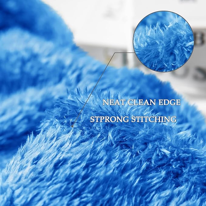 Exclusivo Mezcla Plush Fuzzy Fleece Bed Blanket Queen Size, Super Soft, Fluffy and Warm Blankets,Suitable for All Seasons (Cobalt Blue, 90x90 Inches)