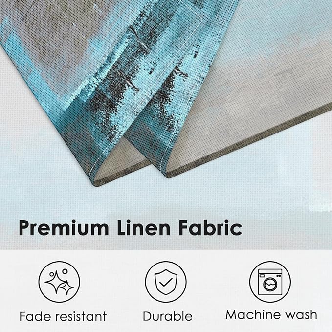 Emvency Farmhouse Placemats Set of 4, Vintage Blue and Grey Art Painting 12x18 Inch Abstract GrayTable Mats for Outdoor Home Party Kitchen Dining Decoration