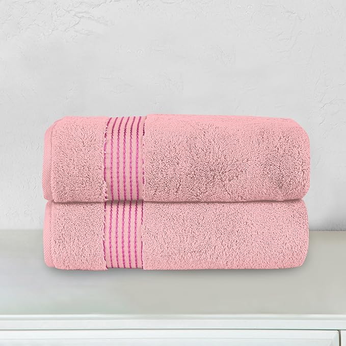 Elegant Comfort Premium Turkish Cotton 2 Pack Bath Towel Set - 27 x 54 inch, Luxurious Hotel Spa Quality 100% Turkish Cotton 2PC Bath Towel Set - Highly Absorbent - Soft Bathroom Towels, Dusty Rose