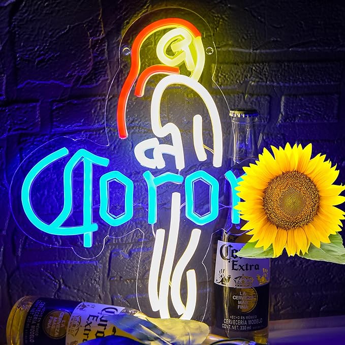 Parrot Beer Neon Sign for Wall Decor Bar Neon Led Sign for Home Bar Man Cave Beer Light for Club Store Restaurant Party Pub Birthday Gift USB Powered Size12.2 * 13.7inch(ZYLD079)
