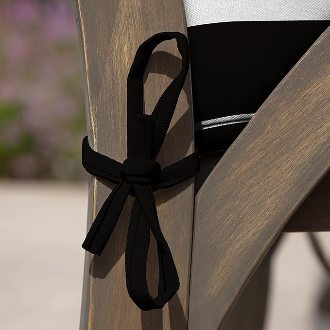 Arden Outdoor Dining Chair Cushion, 21 x 21, Rain-Proof, Fade Resistant 21 x 21, Black Cabana Stripe