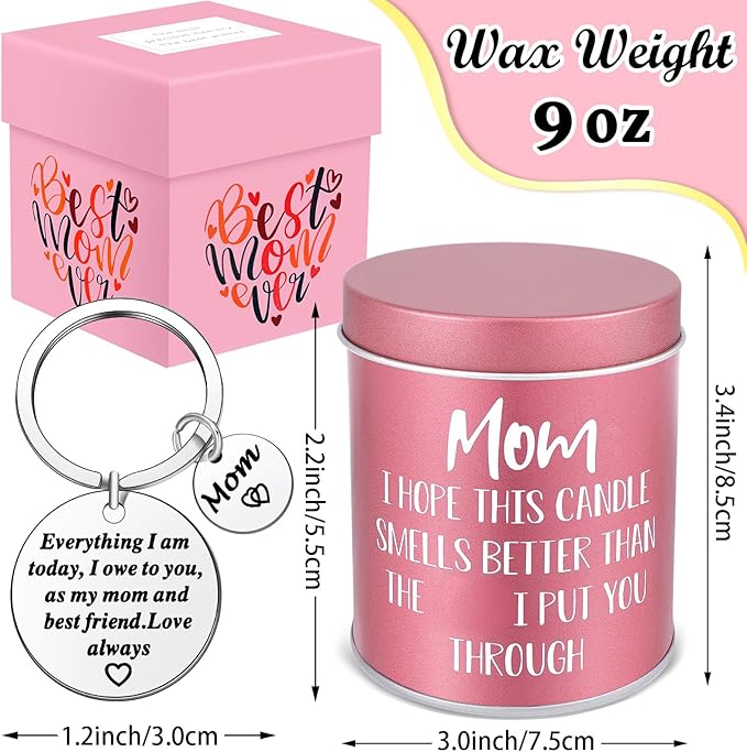 Gifts for Mom from Daughter Son Mother's Day Gift Funny Mom Candle Keychain for Mothers Day Christmas Birthday Presents