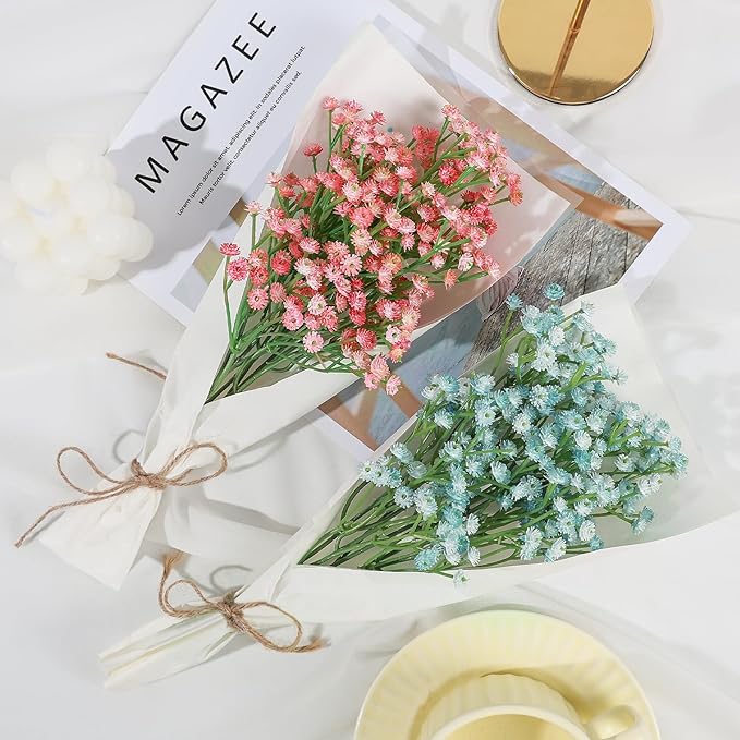 DEEMEI Babys Breath Artificial Flowers 10Pcs 30 Branches Fake Babys Breath Flowers Artificial Bulk Pink Gypsophila Bouquets Real Touch Faux Flowers for Wedding Floral Arrangement Party Home Decor