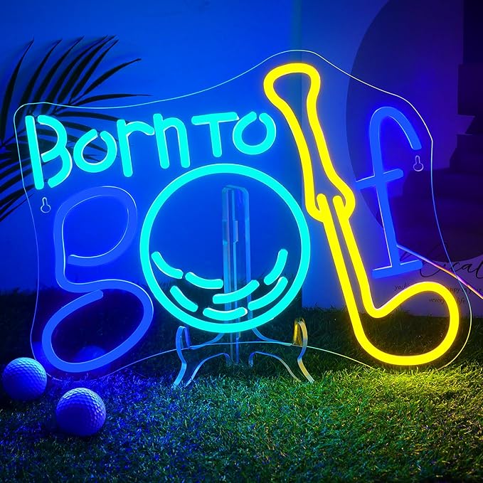 NOSUN Born to Golf Neon Sign Golf Neon Signs for Wall Decor, LED Sign Colorful Neon Light Sign Neon Lights with Dimmable Encourage Neon Signs for Bedroom Bar Club Apartment Home Party Neon Wall Sign.