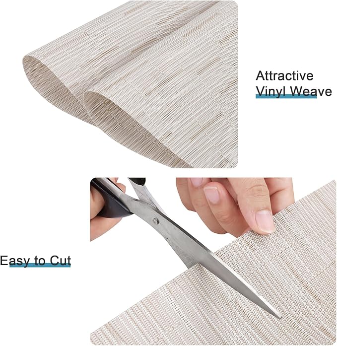 SHACOS Wedge Placemats for Small Round Table Set of 4 Woven Vinyl PVC Placemats Heat Resistant Wipeable Indoor Outdoor Table Mats (4, Beige)